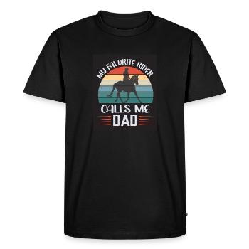 Cavalier Cheval Père Papa Cavalier - T-shirt Premium bio Homme - noir - Devant - Nico (187cm)