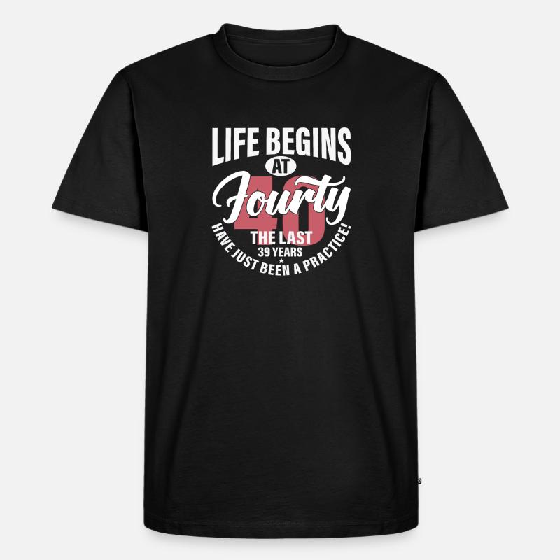 Das Leben beginnt mit 40 - Männer Premium Bio T-Shirt - Schwarz