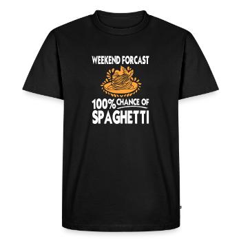Weekend Forecast 100% Chance Of Spaghetti Funny - Men's Premium Organic T-Shirt - black - Front - Nico (187cm)