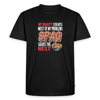 Spag résout le reste de mes problèmes T-Shirt amusant - T-shirt Premium bio Homme - noir - Devant - Nico (187cm)