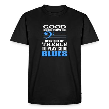 Les bons bassistes restent à l’extérieur TREBLE pour jouer du blues - T-shirt Premium bio Homme - noir - Devant - Nico (187cm)
