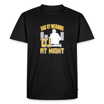 DAD By Morning DJ At Night Cool Retro DJ Designs - Men's Premium Organic T-Shirt - black - Front - Nico (187cm)