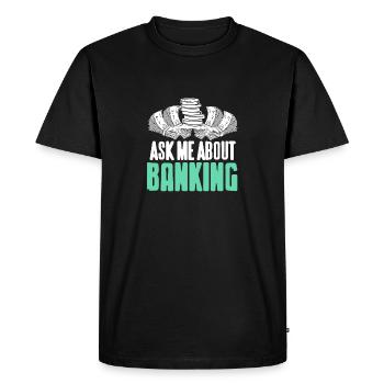 Posez-moi des questions sur banking Cool Retro Banker T-Shirt - T-shirt Premium bio Homme - noir - Devant - Nico (187cm)
