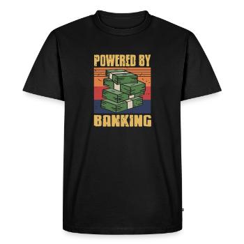 Propulsé par Banking Cool Retro Vintage Banker - T-shirt Premium bio Homme - noir - Devant - Nico (187cm)