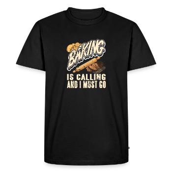 La cuisson appelle et je dois aller vintage Drôle boulanger - T-shirt Premium bio Homme - noir - Devant - Nico (187cm)