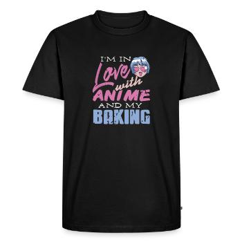 Je suis amoureux de l’anime et de mon rétro cool - T-shirt Premium bio Homme - noir - Devant - Nico (187cm)
