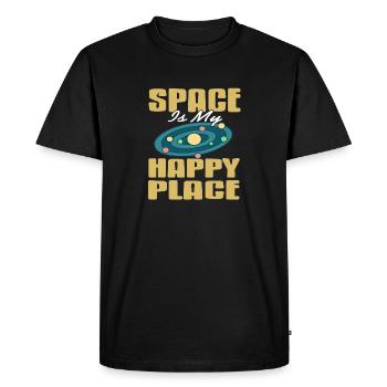 Space Is My Happy Place Cool Retro Astronomy Lover - Men's Premium Organic T-Shirt - black - Front - Nico (187cm)