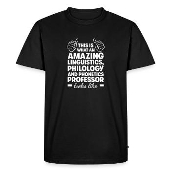 Professeur de linguistique, philologie et phonétique - T-shirt Premium bio Homme - noir - Devant - Nico (187cm)