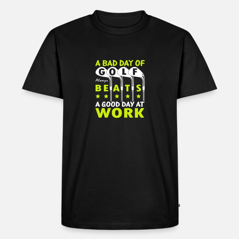 golf beats work - Männer Premium Bio T-Shirt - Schwarz