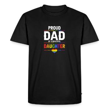Fier PAPA d’une belle fille Fierté impressionnante - T-shirt Premium bio Homme - noir - Devant - Nico (187cm)