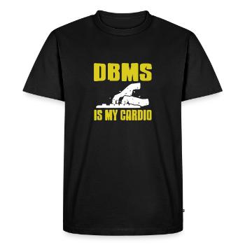 DBMS IS My Cardio Retro Funny DATA Admin T-Shirt - Men's Premium Organic T-Shirt - black - Front - Nico (187cm)