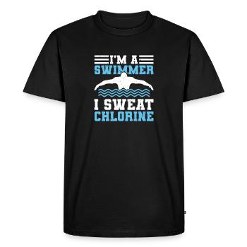Je suis un nageur, je transpire clorine - T-shirt Premium bio Homme - noir - Devant - Nico (187cm)