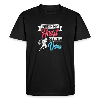 Feu dans mon cœur Glace dans mes veines Cool Crosse - T-shirt Premium bio Homme - noir - Devant - Nico (187cm)