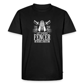 Je suis l’escrimeur gaucher que ta mère t’a averti - T-shirt Premium bio Homme - noir - Devant - Nico (187cm)