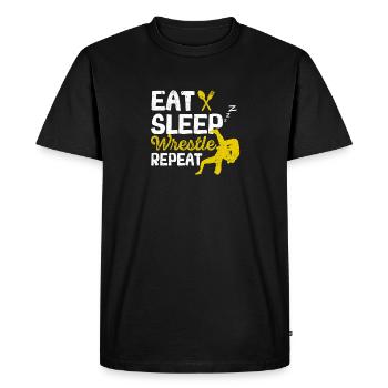 Lutteur sportif de lutte Drôle de nourriture Sommeil - T-shirt Premium bio Homme - noir - Devant - Nico (187cm)