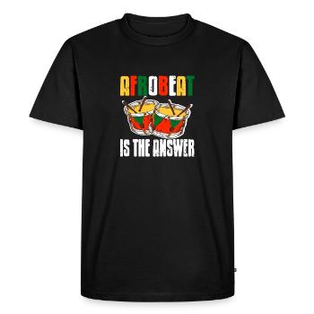 AFROBEAT Is The Answer Awesome Retro T-Shirt - Men's Premium Organic T-Shirt - black - Front - Nico (187cm)