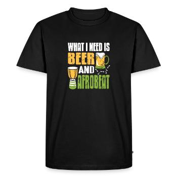 What I Need Is Beer & Afrobeat Retro Vintage - Men's Premium Organic T-Shirt - black - Front - Nico (187cm)