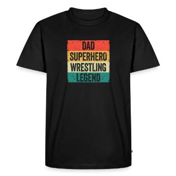 Funny Father's Day Wrestler Dad Superhero Wrestling - Men's Premium Organic T-Shirt - black - Front - Nico (187cm)