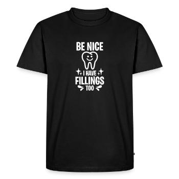 Technicien de laboratoire dentaire Technicien dentaire - T-shirt Premium bio Homme - noir - Devant - Nico (187cm)