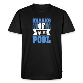 Shimmer Swimming Sharks Of The Pool - Men's Premium Organic T-Shirt - black - Front - Nico (187cm)