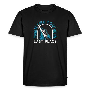 Entraînez-vous à nager comme si vous étiez à la dernière place - T-shirt Premium bio Homme - noir - Devant - Nico (187cm)