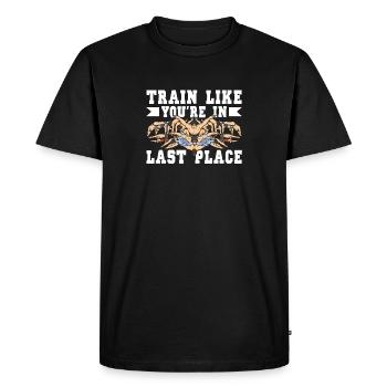 Train de natation comme si vous étiez à la dernière place - T-shirt Premium bio Homme - noir - Devant - Nico (187cm)