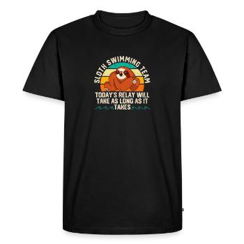 Funny Swim Synchronized Swimmers Relax Sloth - Men's Premium Organic T-Shirt - black - Front - Nico (187cm)