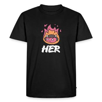 SON mignon démon d’Halloween rétro brûlant pour elle - T-shirt Premium bio Homme - noir - Devant - Nico (187cm)