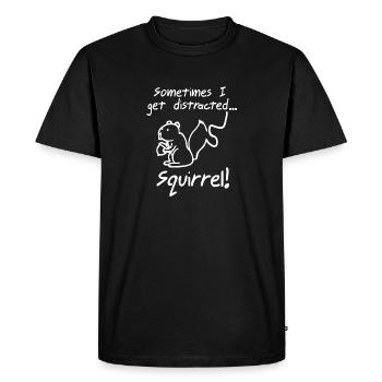 Parfois, je reçois un écureuil distrait! Drôles d’animaux - T-shirt Premium bio Homme - noir - Devant - Nico (187cm)