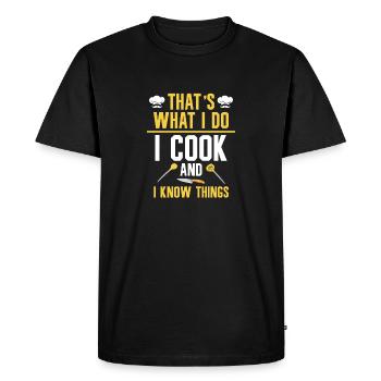 C’est ce que je fais, je cuisine, et je sais - T-shirt Premium bio Homme - noir - Devant - Nico (187cm)