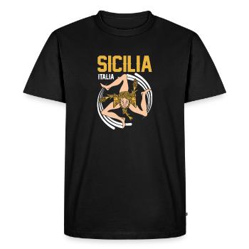 Sicile drapeau Sicile Palerme Italie - T-shirt Premium bio Homme - noir - Devant - Nico (187cm)