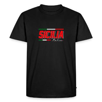 Sicile drapeau Sicile Palerme Italie - T-shirt Premium bio Homme - noir - Devant - Nico (187cm)