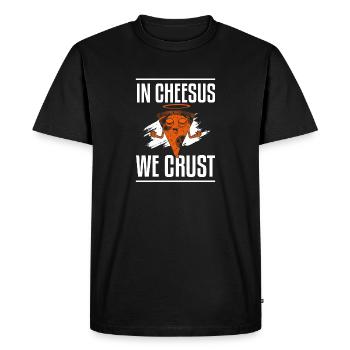 Dans Cheesus We Crust Fabrication de pizzas amusantes - T-shirt Premium bio Homme - noir - Devant - Nico (187cm)