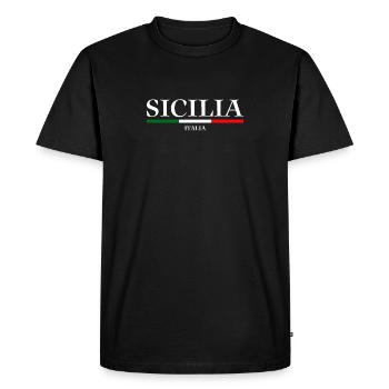 Sicile drapeau Sicile Palerme Italie - T-shirt Premium bio Homme - noir - Devant - Nico (187cm)