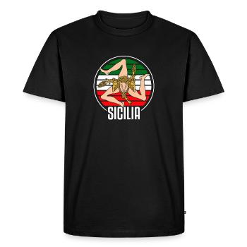 Sicile drapeau Sicile Palerme Italie - T-shirt Premium bio Homme - noir - Devant - Nico (187cm)