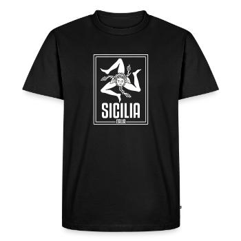 Sicile drapeau Sicile Palerme Italie - T-shirt Premium bio Homme - noir - Devant - Nico (187cm)