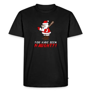 You Have Been Naughty Funny Santa Claus - Men's Premium Organic T-Shirt - black - Front - Nico (187cm)
