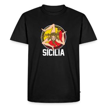 Sicile drapeau Sicile Palerme Italie - T-shirt Premium bio Homme - noir - Devant - Nico (187cm)