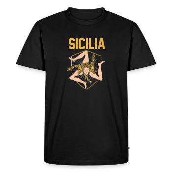 Sicile drapeau Sicile Palerme Italie - T-shirt Premium bio Homme - noir - Devant - Nico (187cm)