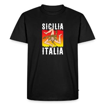 Sicile drapeau Sicile Palerme Italie - T-shirt Premium bio Homme - noir - Devant - Nico (187cm)