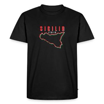 Sicile drapeau Sicile Palerme Italie - T-shirt Premium bio Homme - noir - Devant - Nico (187cm)