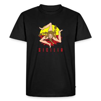 Sicile drapeau Sicile Palerme Italie - T-shirt Premium bio Homme - noir - Devant - Nico (187cm)