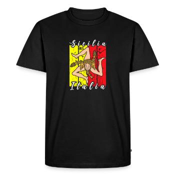 Sicile drapeau Sicile Palerme Italie - T-shirt Premium bio Homme - noir - Devant - Nico (187cm)