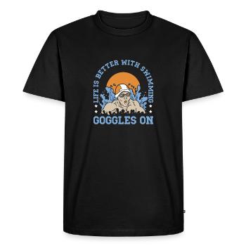 Schimmer Schwimmen La vie est meilleure avec la natation - T-shirt Premium bio Homme - noir - Devant - Nico (187cm)