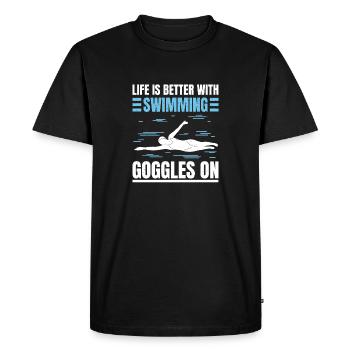 Schimmer Schwimmen La vie est meilleure avec la natation - T-shirt Premium bio Homme - noir - Devant - Nico (187cm)