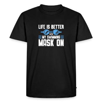 Schimmer Schwimmen Life Is Better With My - Men's Premium Organic T-Shirt - black - Front - Nico (187cm)