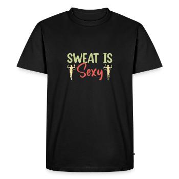 Marathon runners running sweat is sexy - Men's Premium Organic T-Shirt - black - Front - Nico (187cm)