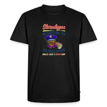 Ce policier aime un beignet drôle de stéréotypes - T-shirt Premium bio Homme - noir - Devant - Nico (187cm)