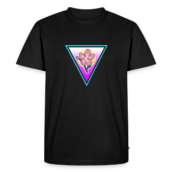 Retro Sakura Bloom Flower Vapor Wave Designs - Men's Premium Organic T-Shirt - black - Front - Nico (187cm)