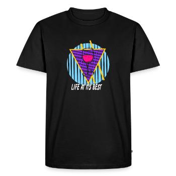Life At Its Best Retro Wine Lover Vapor Wave - Men's Premium Organic T-Shirt - black - Front - Nico (187cm)